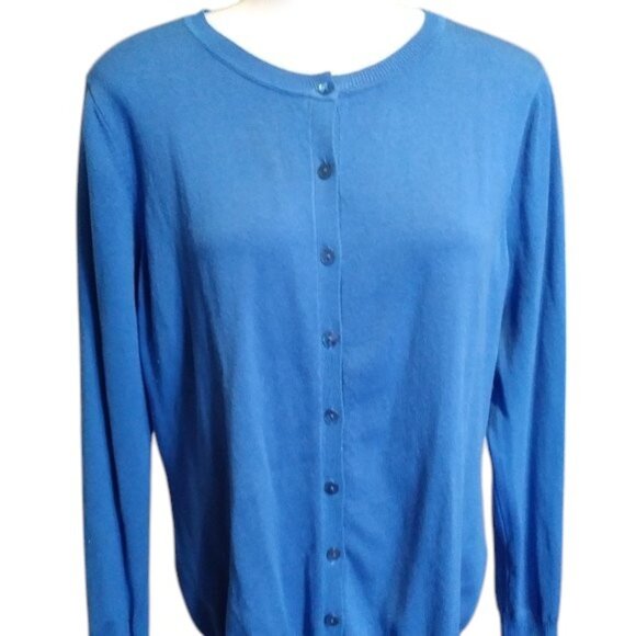 Blue Button-Down Sweater - Picture 1 of 8